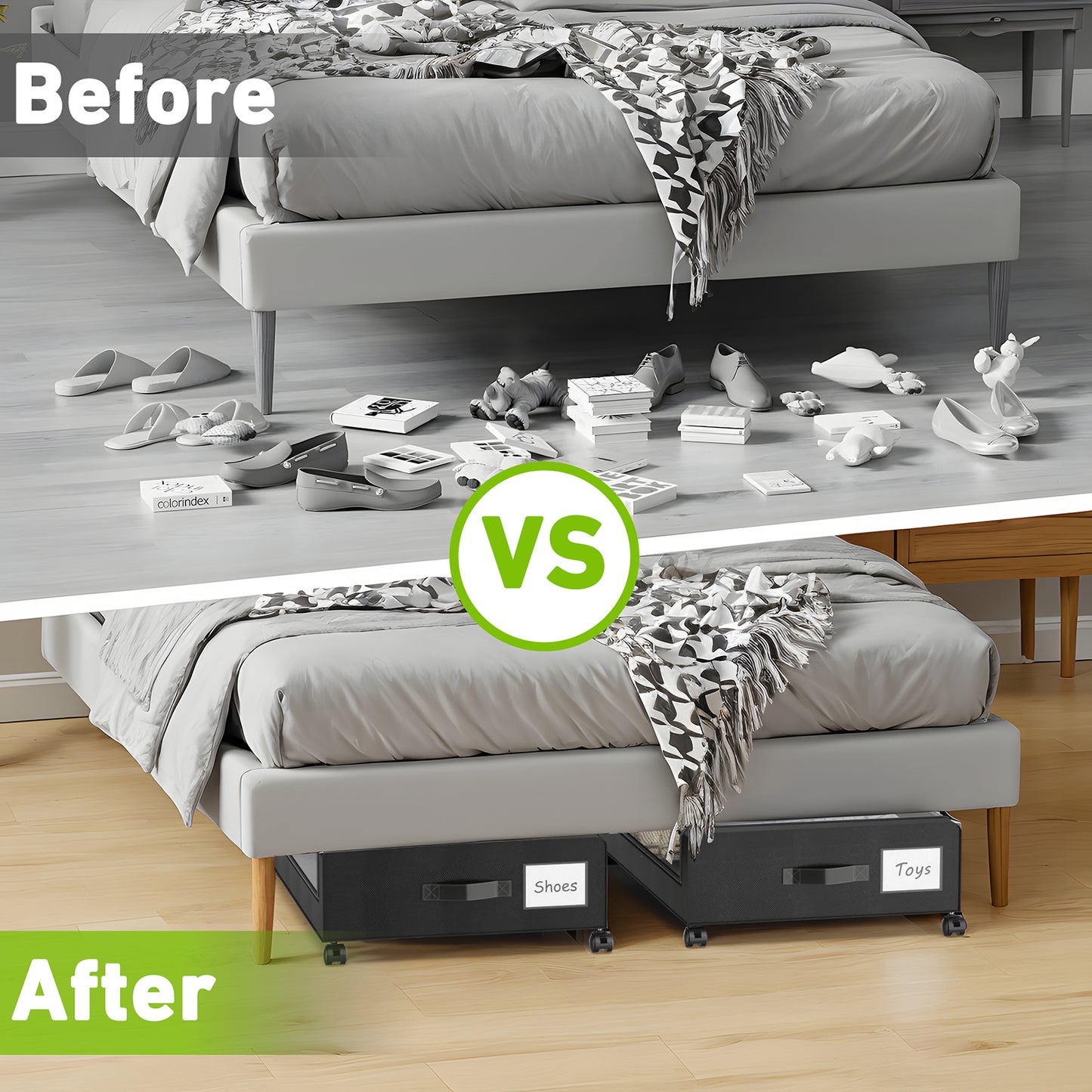 Under Bed Storage with Wheels, 1-Pack Under Bed Storage Containers,Under Bed Shoe Storage Organizer with Clear Window&Label,Rolling Under Bed Storage Metal Drawer for Clothes,Shoes,Toys Black
